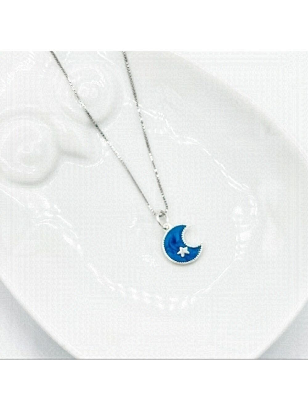 𝅺925 necklace with turquoise moon charm.